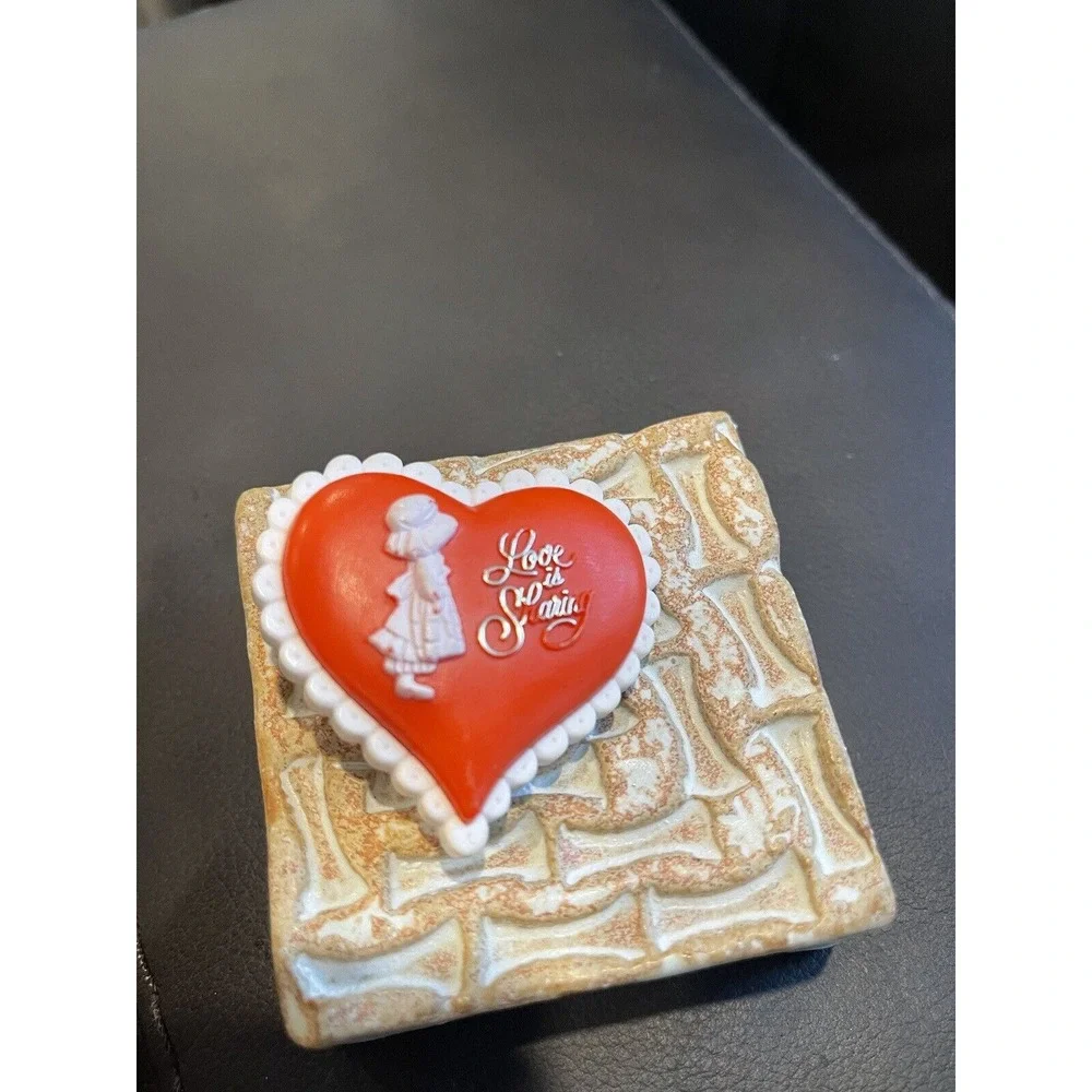 1980s Fashion Pin - Love is Sharing Heart Shped - Plastic Pin